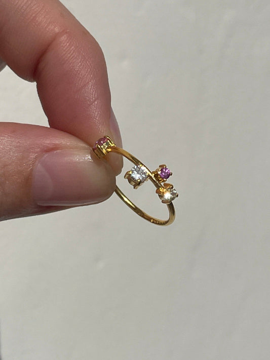Galaxy Ring Gold with Pink Sapphires - size 6