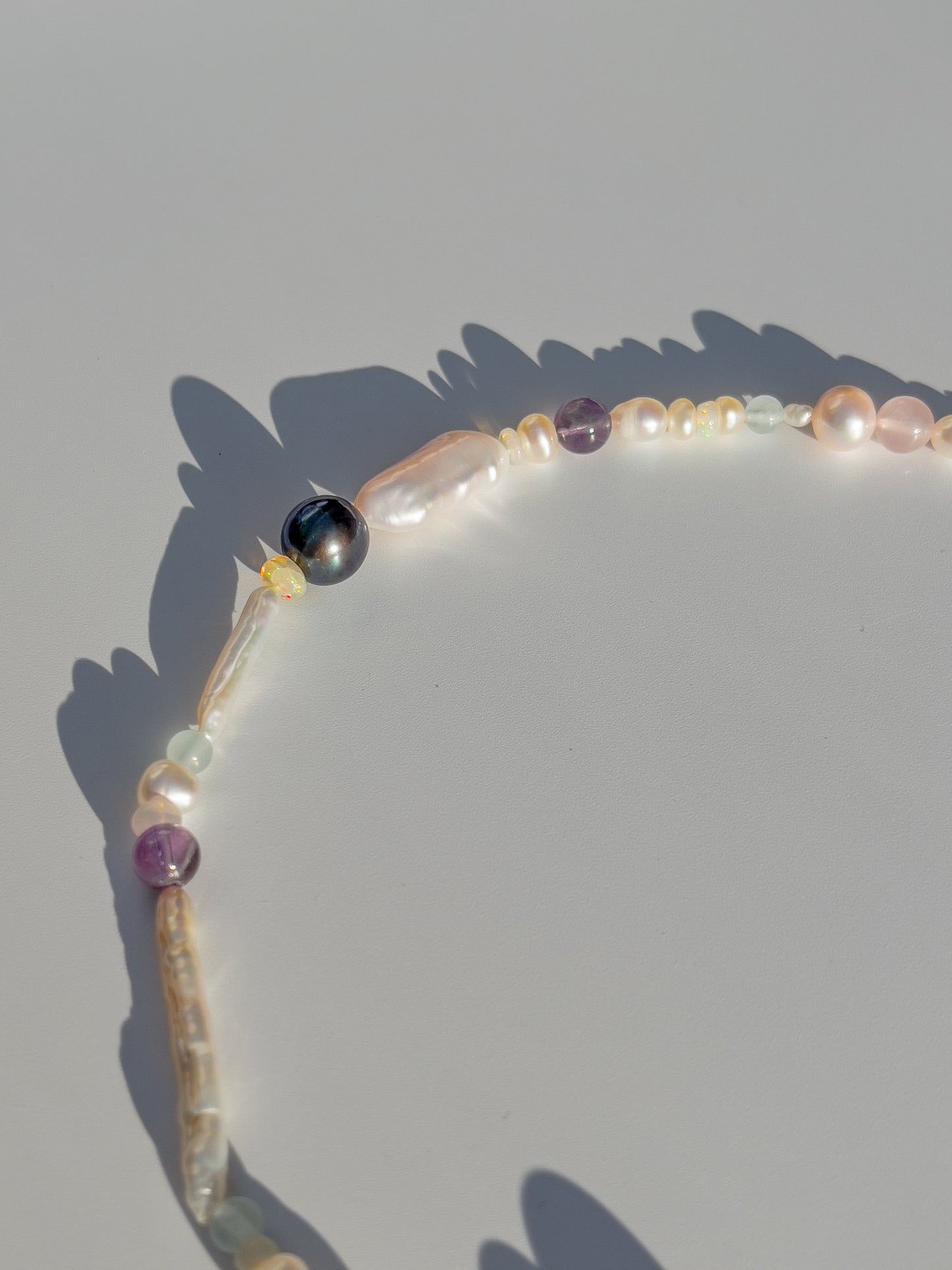 Tahitian Black Pearl & Opal Multi-Stone Choker Necklace