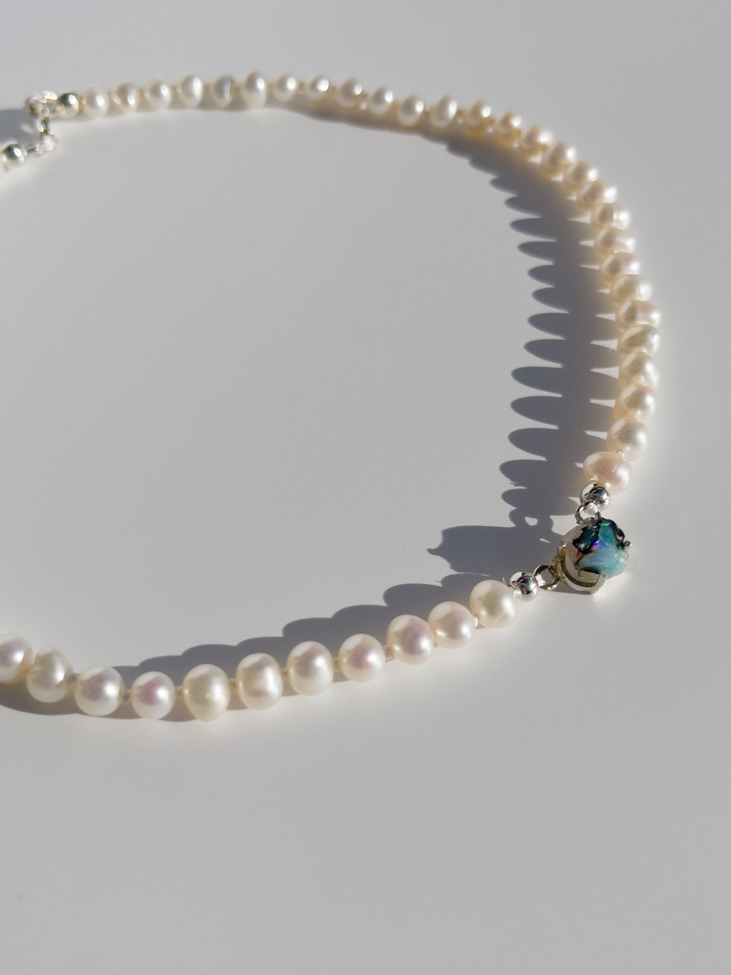 Pearl & Raw Opal Choker Necklace