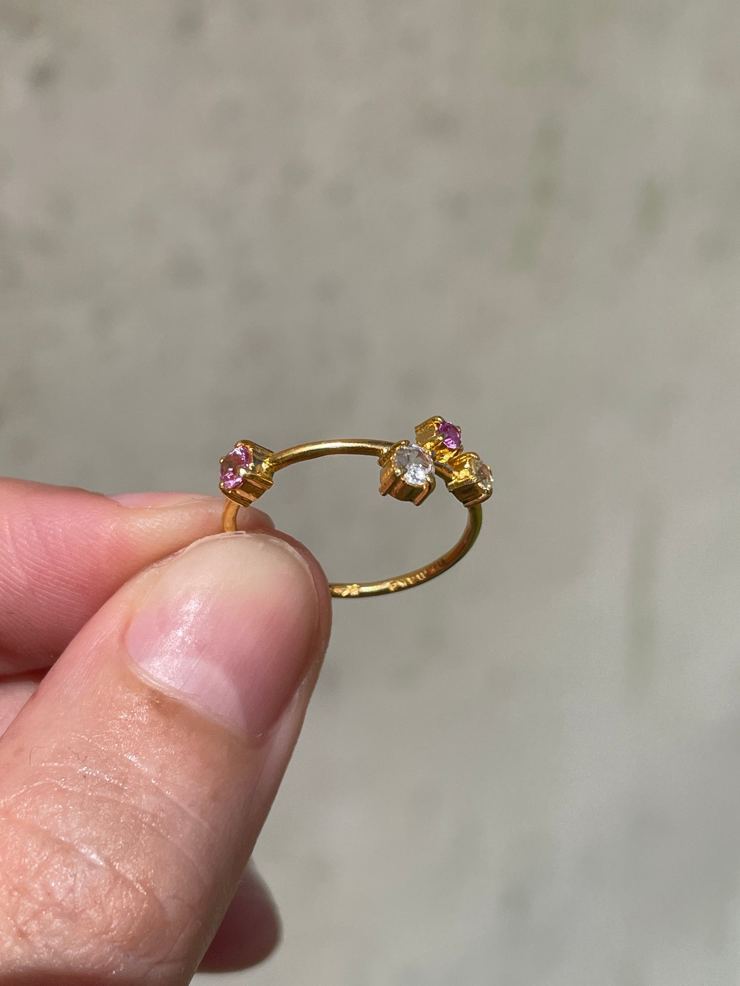 Galaxy Ring Gold with Pink Sapphires - size 6
