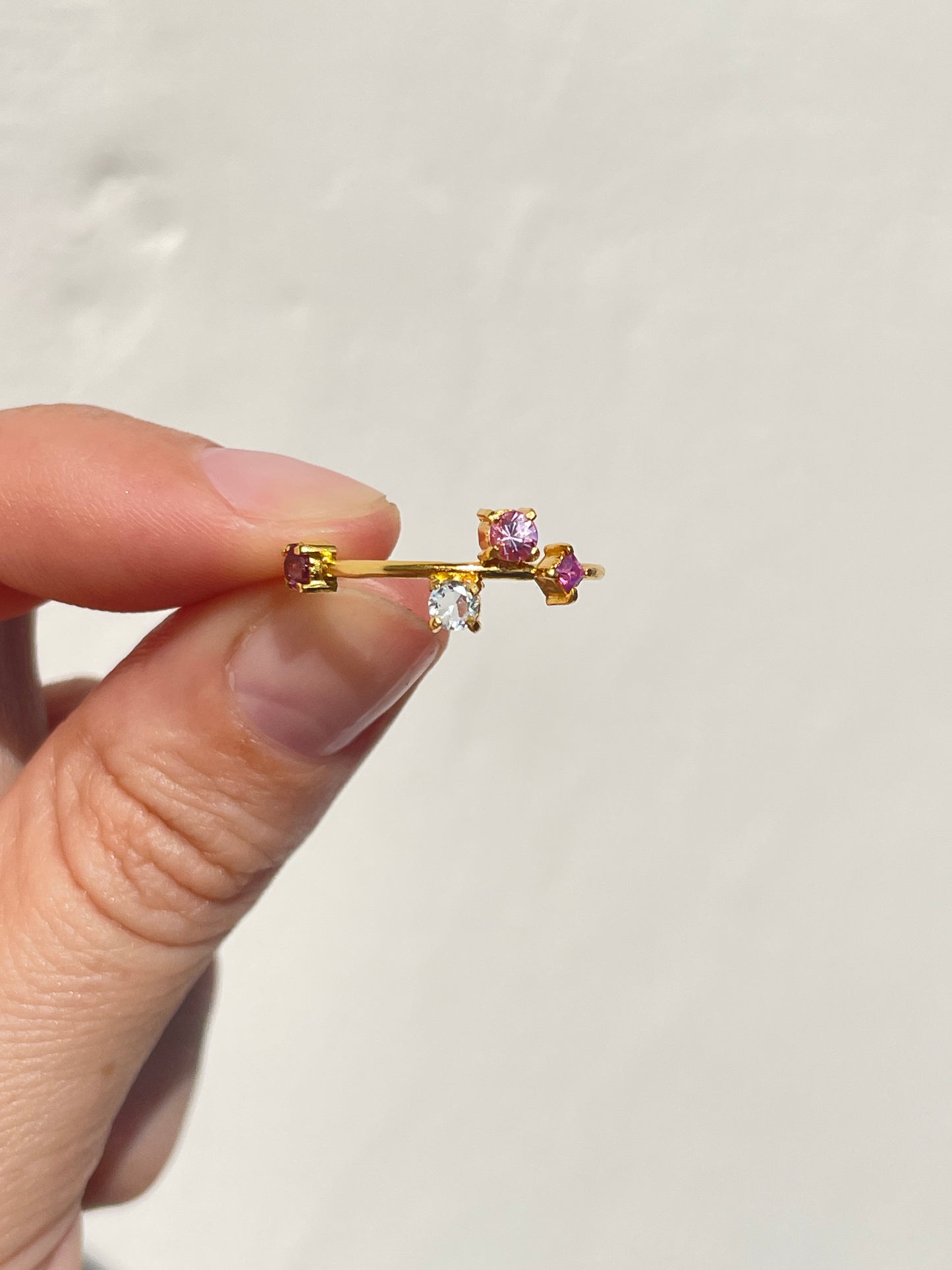Galaxy Ring Gold with Pink Sapphires - size 7