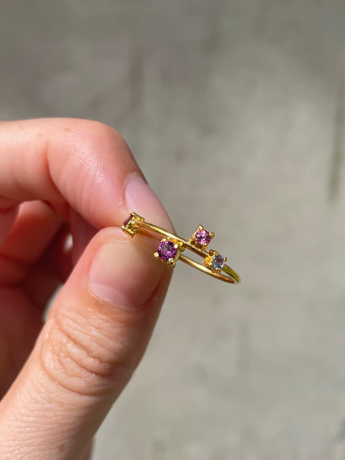 Galaxy Ring Gold with Pink Sapphires - size 8