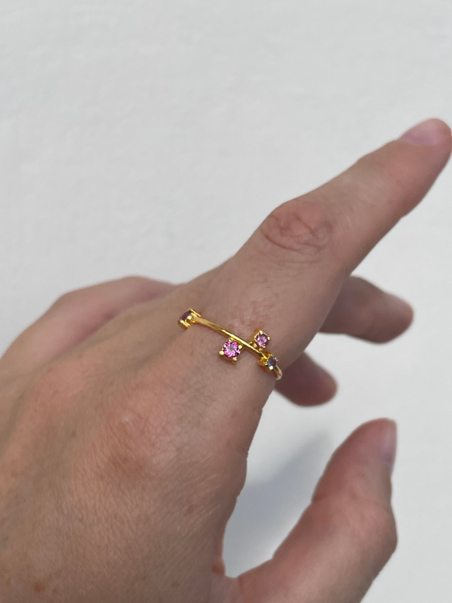 Galaxy Ring Gold with Pink Sapphires - size 8