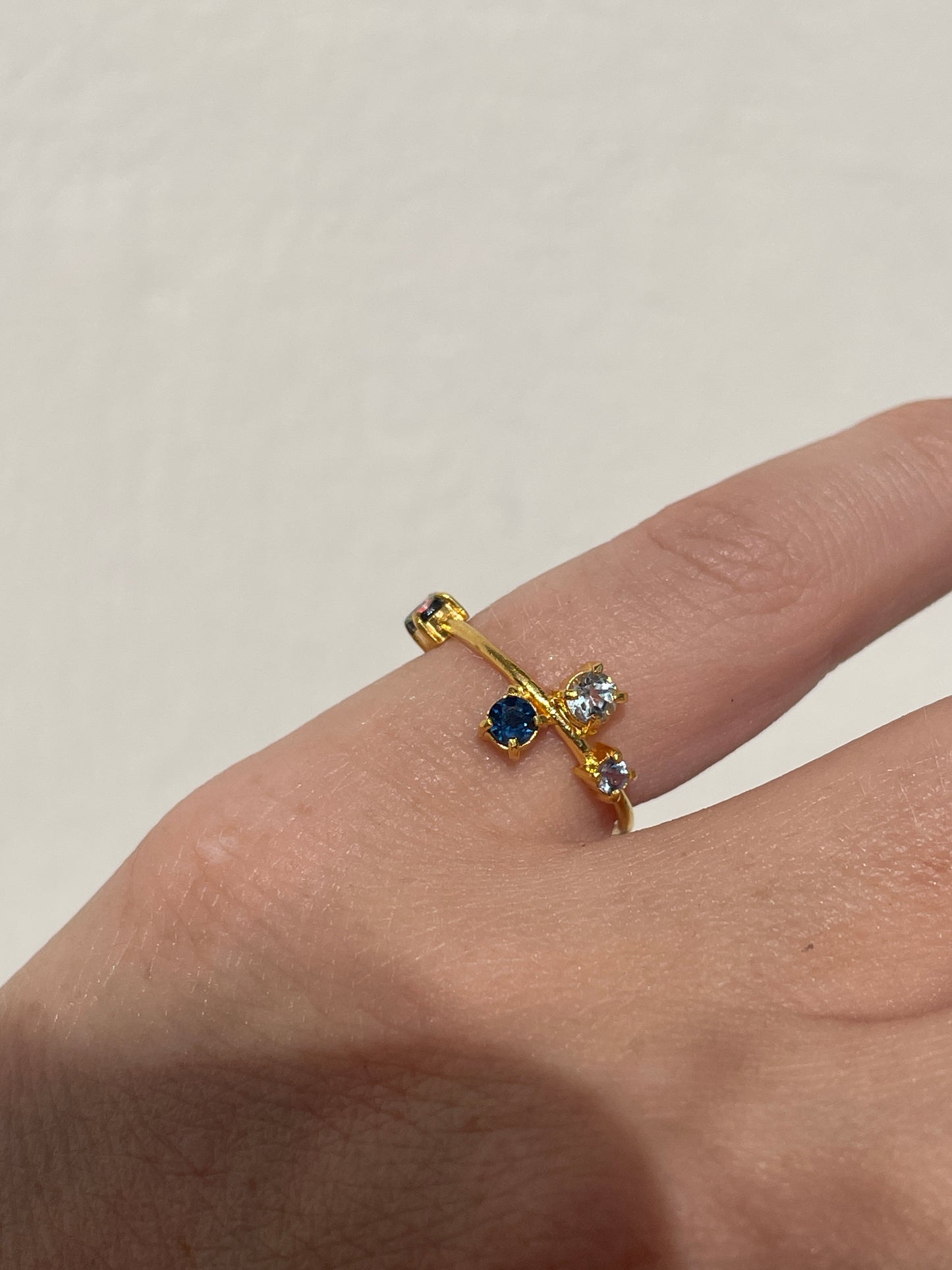 Galaxy Ring Gold with Ultramarine Blue Sapphires and Opals - size 6