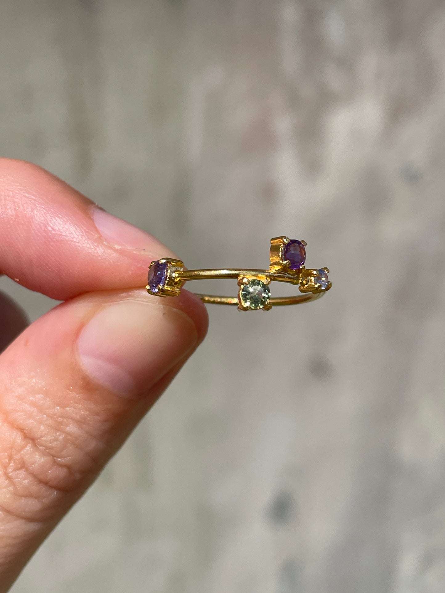 Galaxy Ring Gold with Violet Sapphires - size 7.5