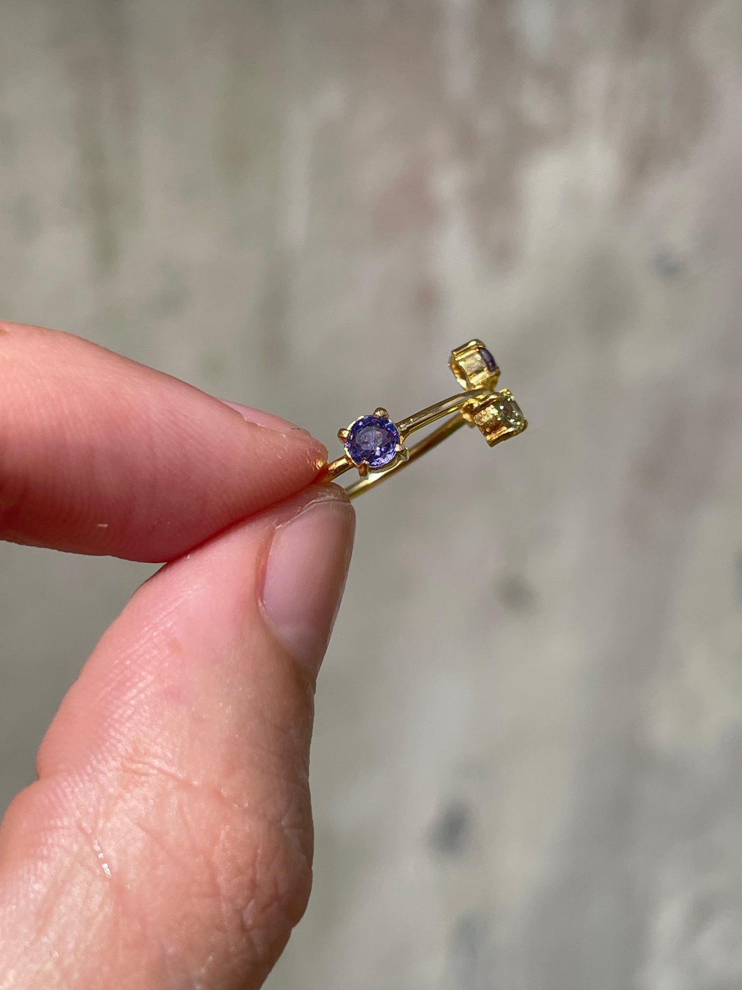 Galaxy Ring Gold with Violet Sapphires - size 7.5