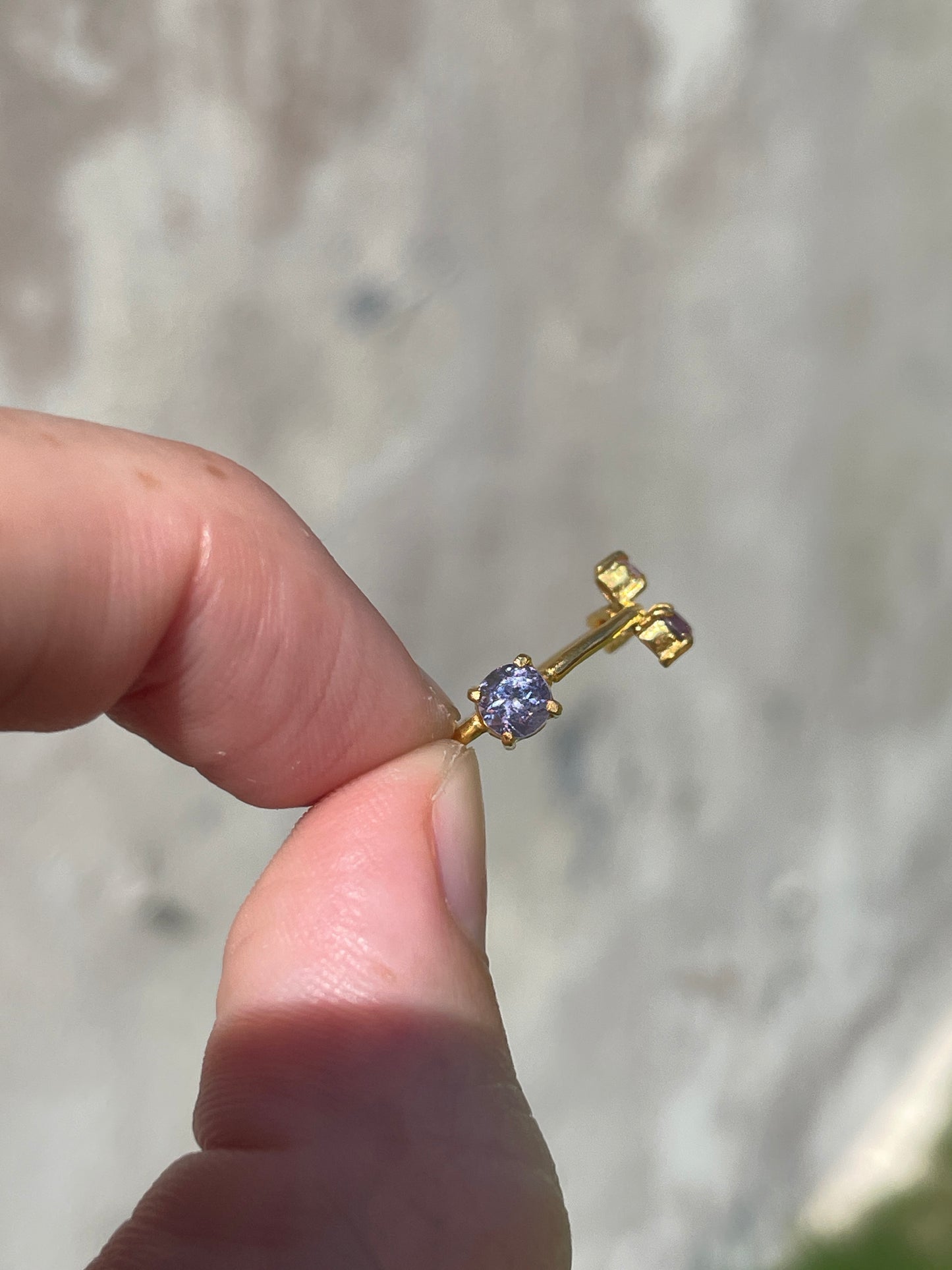 Galaxy Ring Gold with Violet Sapphires - size 7