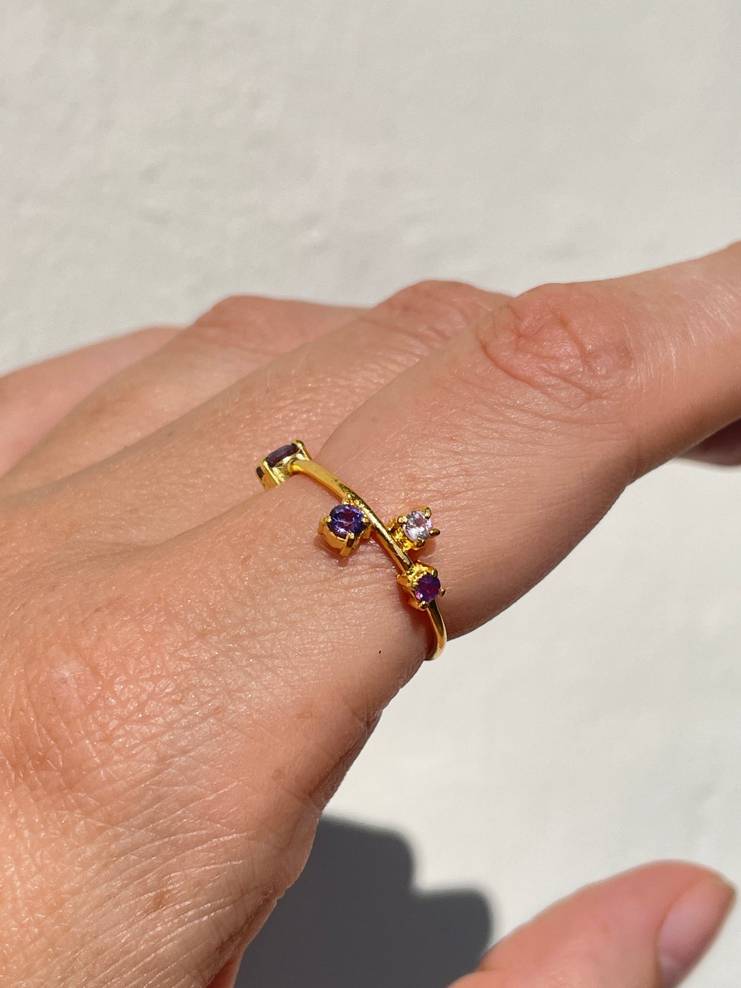 Galaxy Ring Gold with Violet Sapphires - size 7
