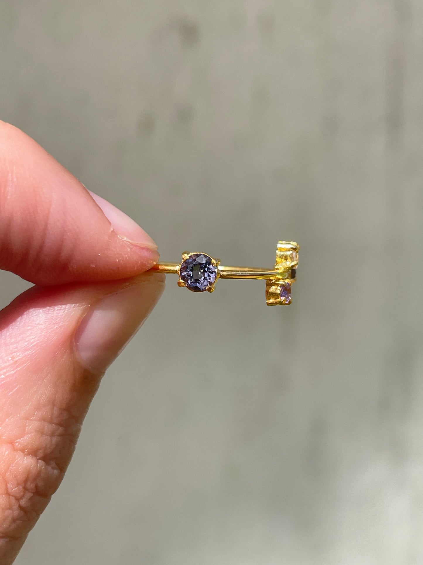 Galaxy Ring Gold with Violet Sapphires - size 8