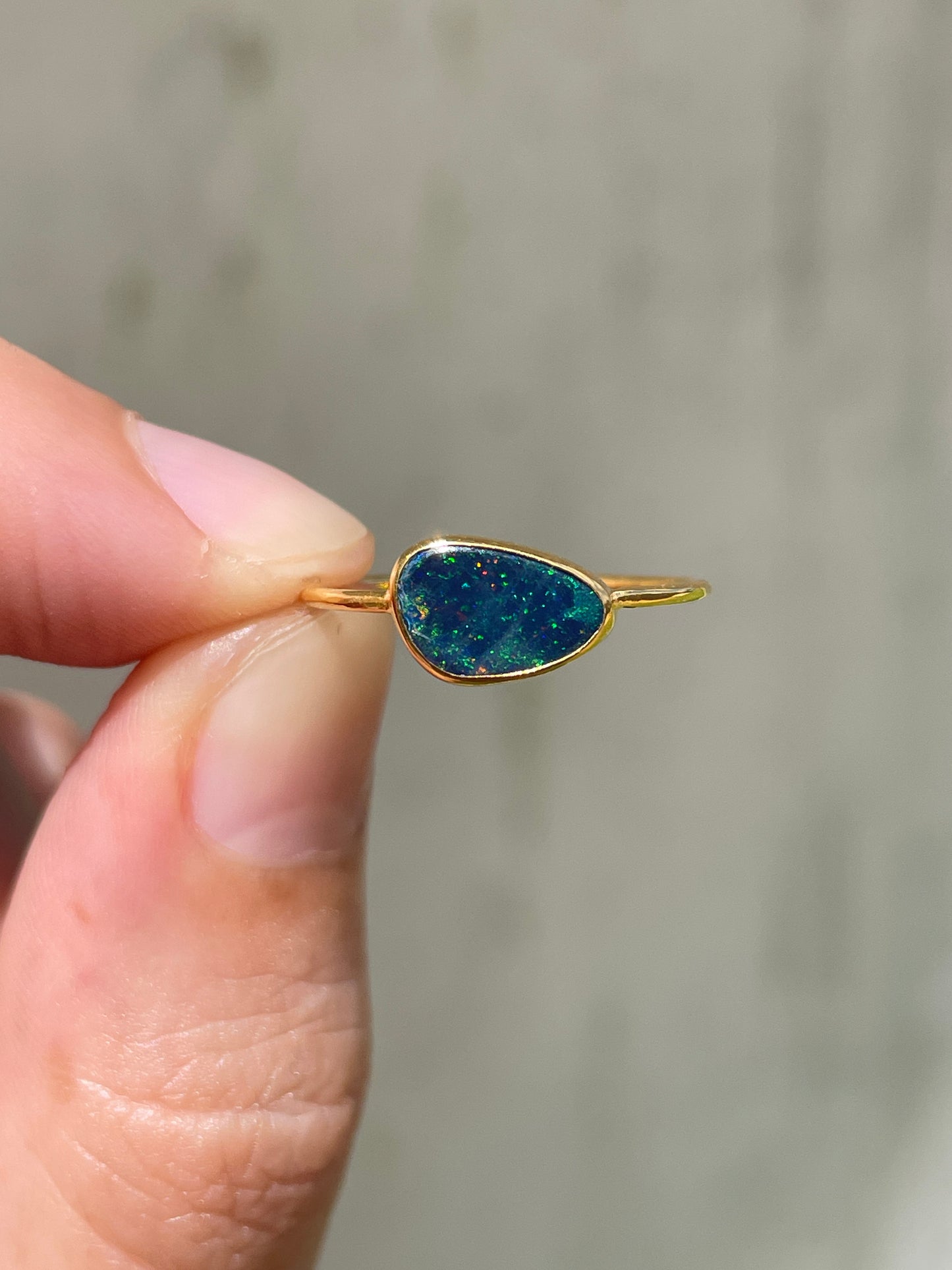 Opal Ring Gold Small - 8 - Size 7.5