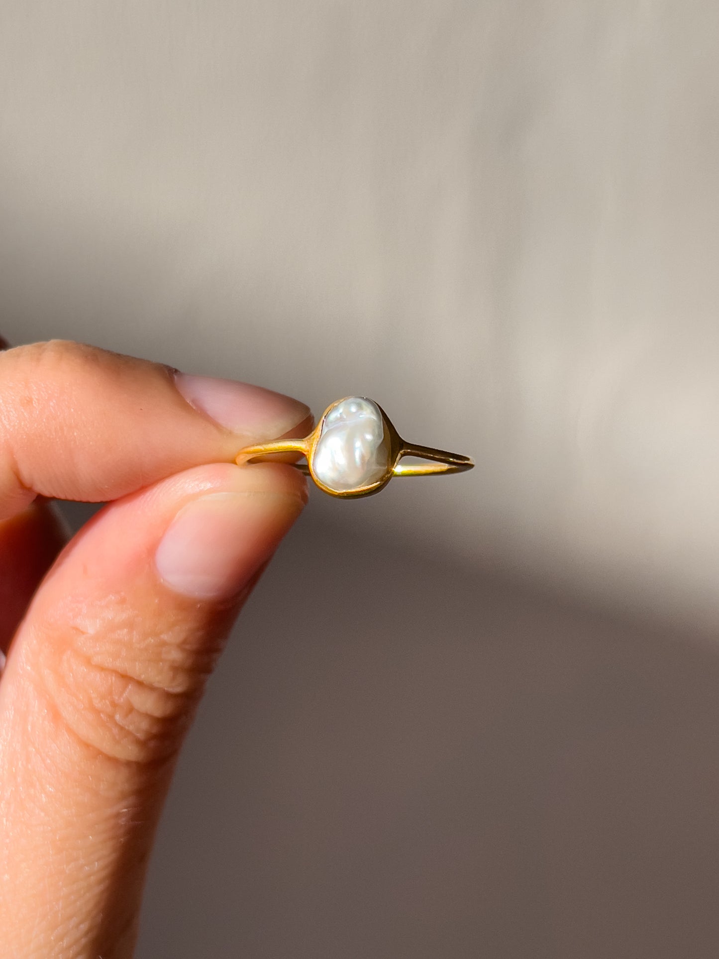 Keshi Pearl Ring Gold