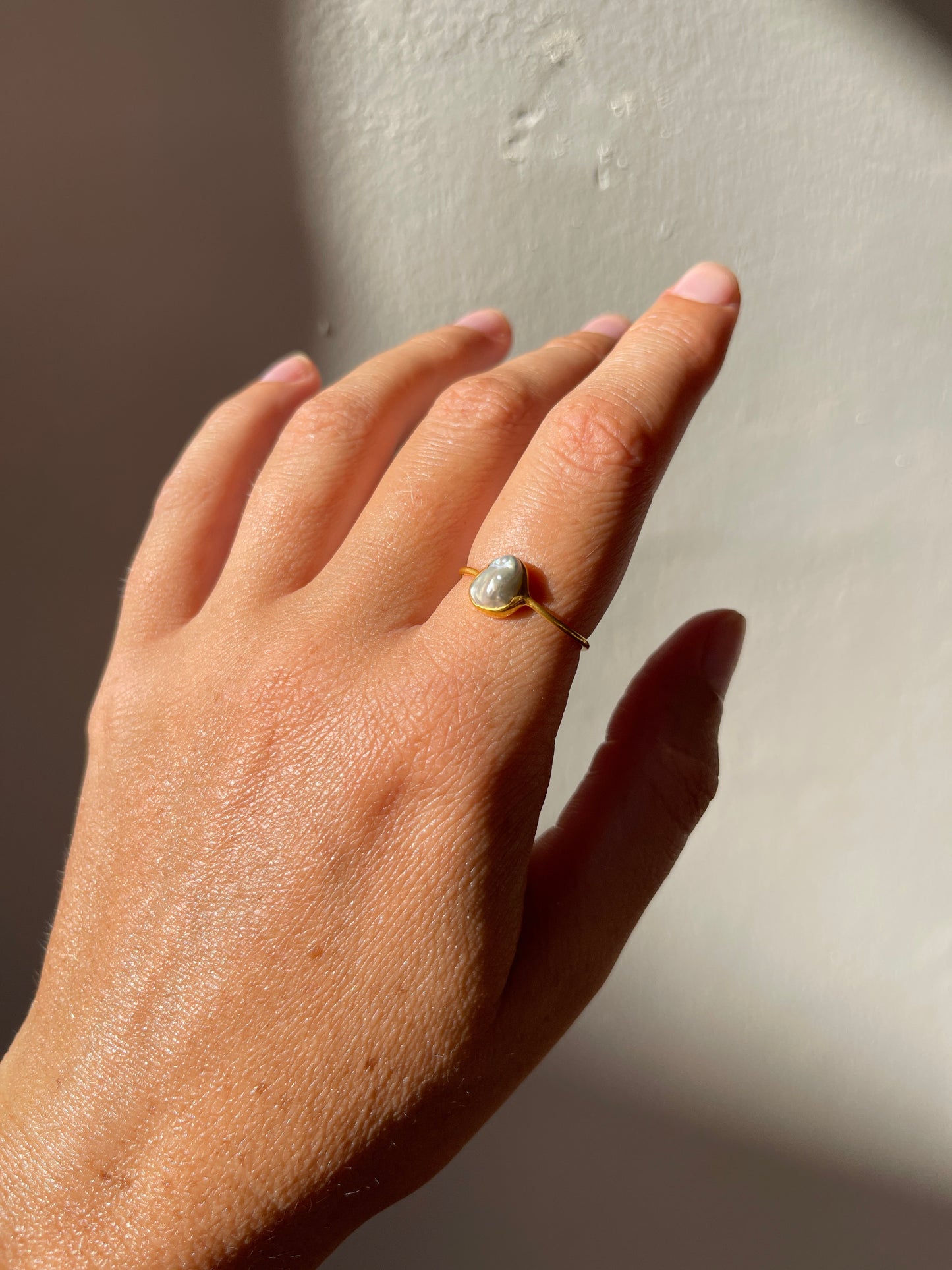 Keshi Pearl Ring Gold