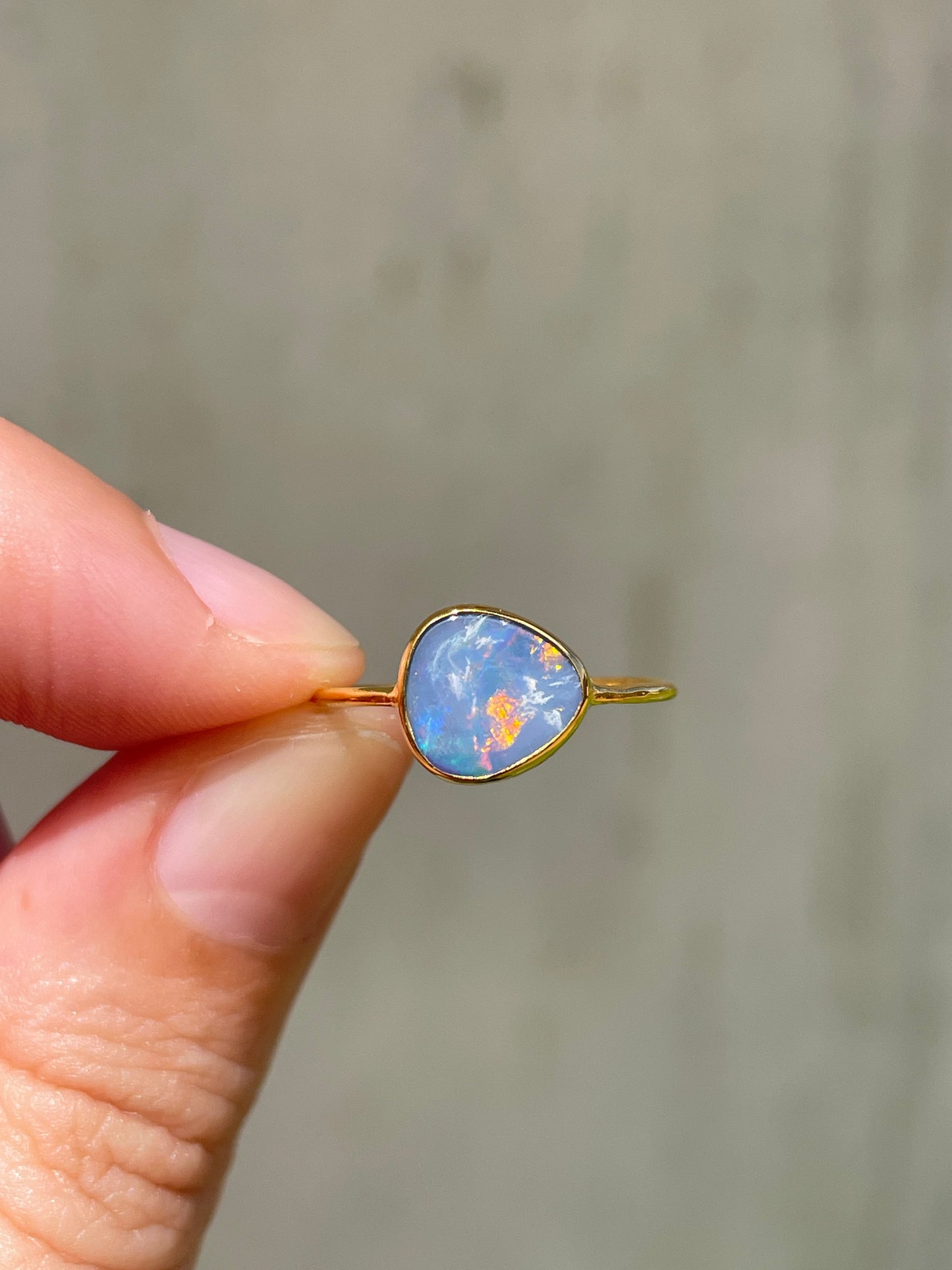 Opal Ring Gold Large - 2 -size 6.5