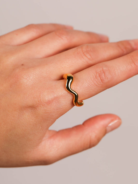 namaka  Wave Ring, in 22K Gold Plated Sterling Silver