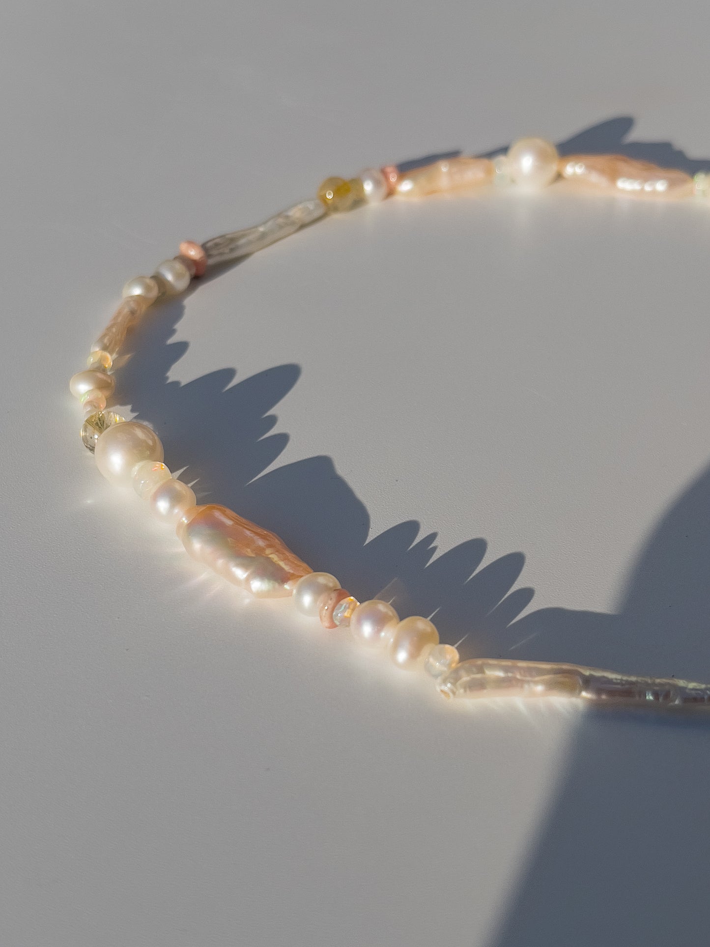 Peach Candy Pearl & Opal Necklace