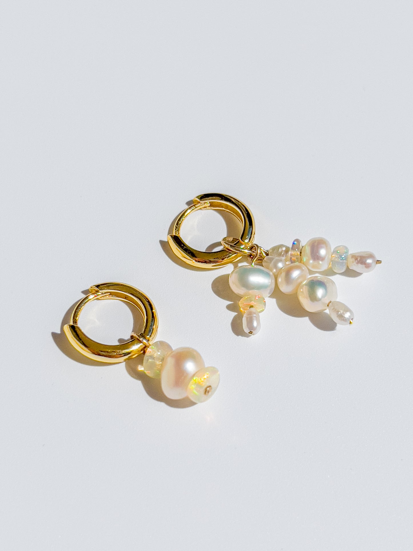 Mini Confetti Opal & Pearl Gold Hoops